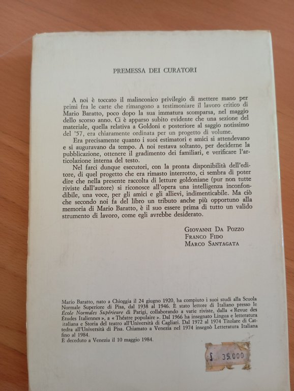 La letteratura teatrale del Settecento in Italia, Mario Baratto, Neri …