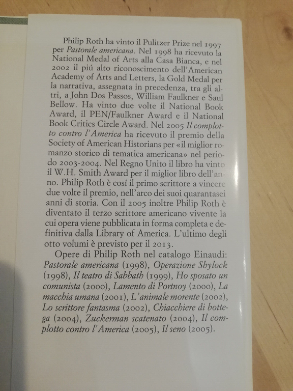 La lezione di anatomia, Philip Roth, Einaudi, 2006