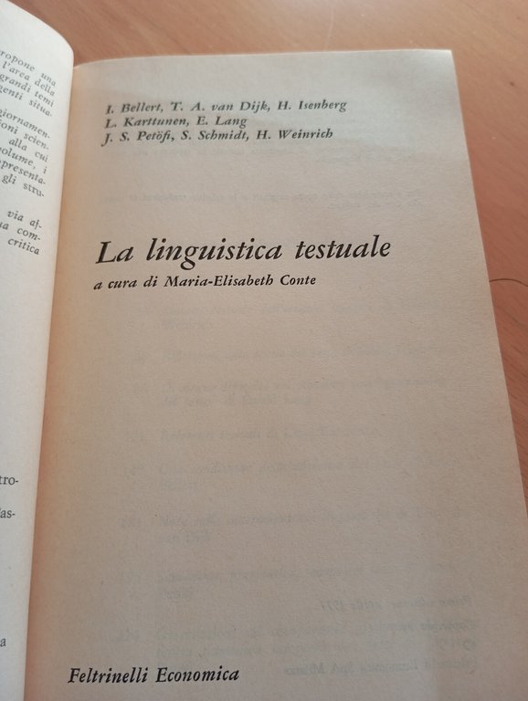 La linguistica testuale, Maria-Elisabeth Conte, Feltrinelli, 1977