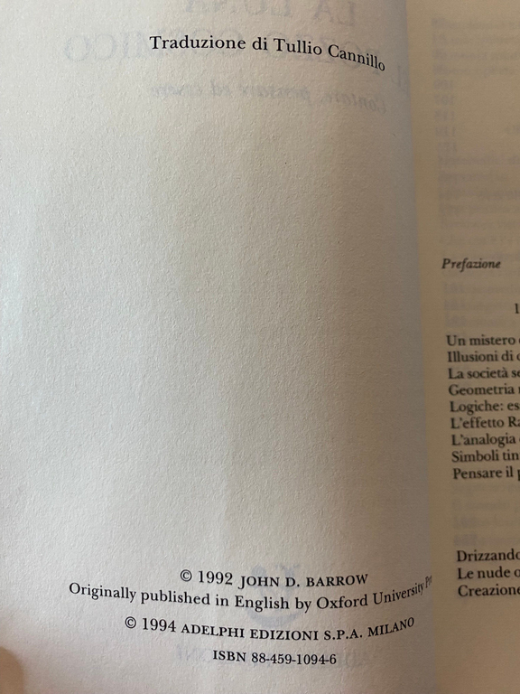 La luna nel pozzo cosmico, John D. Barrow, Adelphi, 1994