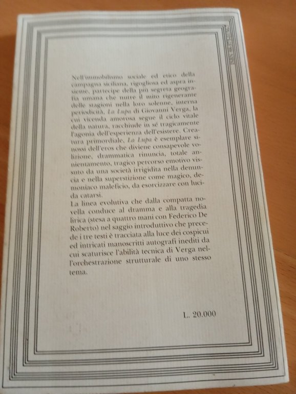 La lupa, Giovanni Verga, Novecento, 1991