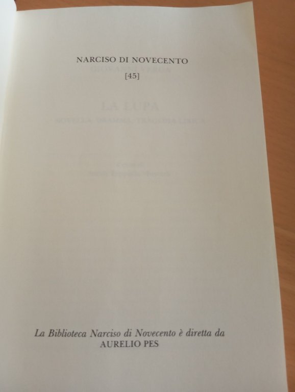 La lupa, Giovanni Verga, Novecento, 1991