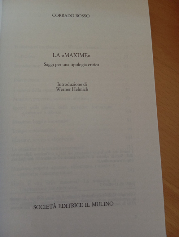 La Maxime, Saggi per una tipologia critica, Corrado Rosso, Il …