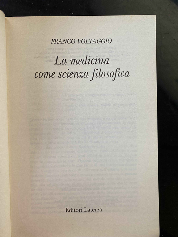 La medicina come scienza filosofica, Franco Voltaggio, Laterza, 1998