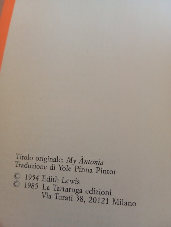 La mia Antonia, Willia Cather, La tartaruga, 1985