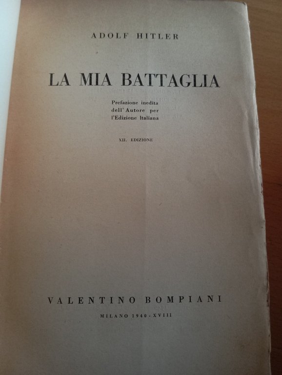 La mia battaglia, Adolf Hitler, Bompiani, 1940