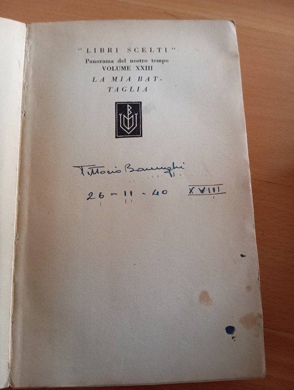 La mia battaglia, Adolf Hitler, Bompiani, 1940