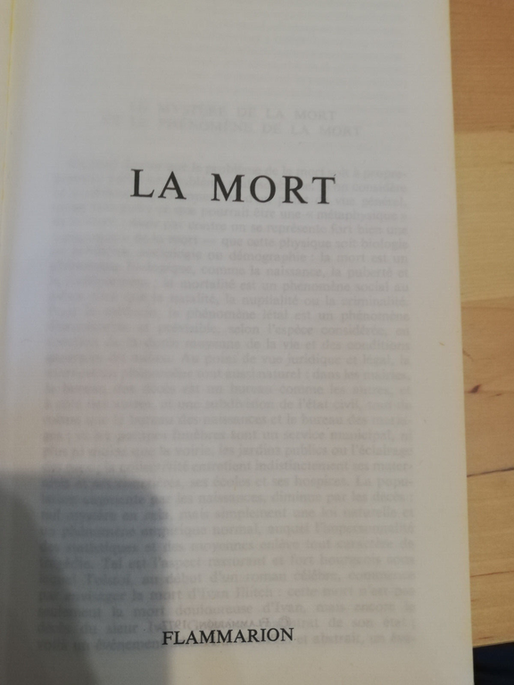 La mort, Vladimir Jankelevitch, Flammarion, 1977, in francese