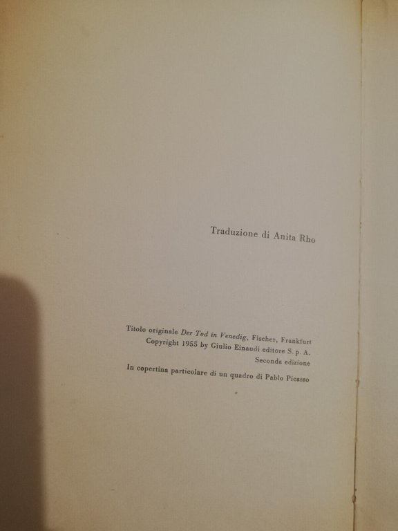 La morte a Venezia, Thomas Mann, 1955, Einaudi, Prima edizione