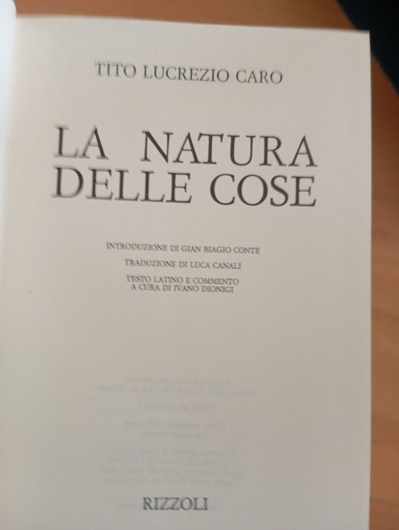 La natura della cose, Tito Lucrezio Caro, Rizzoli, 1990 | Immagine Gallery 8
