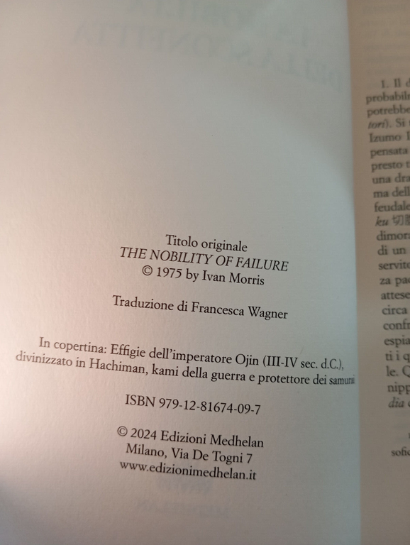 La nobiltà della sconfitta, Ivan Morris, Medhelan, 2024