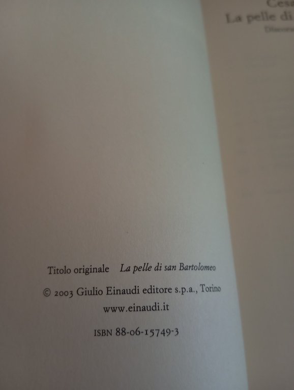 La pelle di San Bartolomeo, Cesare Segre, Einaudi, 2003