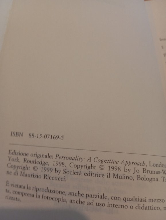 La personalità, Jo Brunas-Wagstraff, Il mulino, 1999