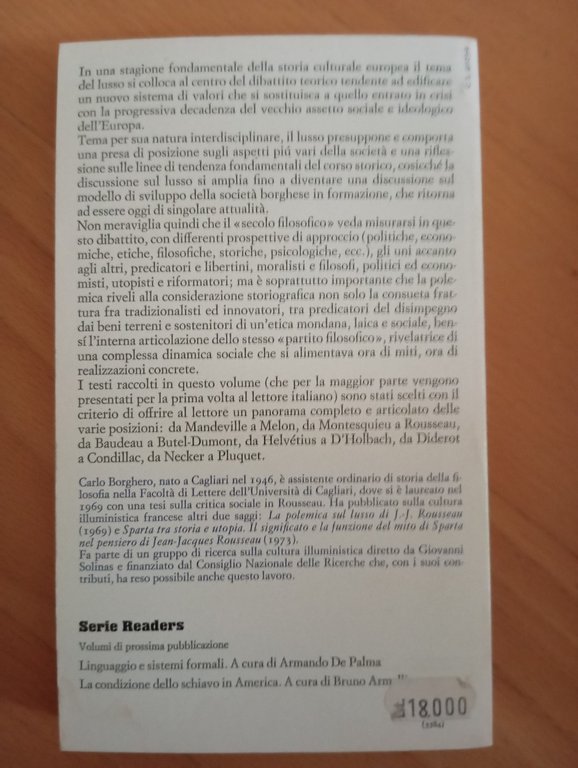 La polemica sul lusso nel Settecento francese, Carlo Borghero, Einaudi, …