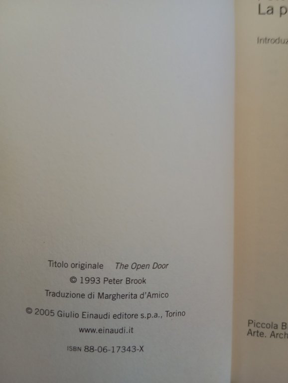 La porta aperta, Peter Brook, Einaudi, 2005 | Immagine Gallery 11