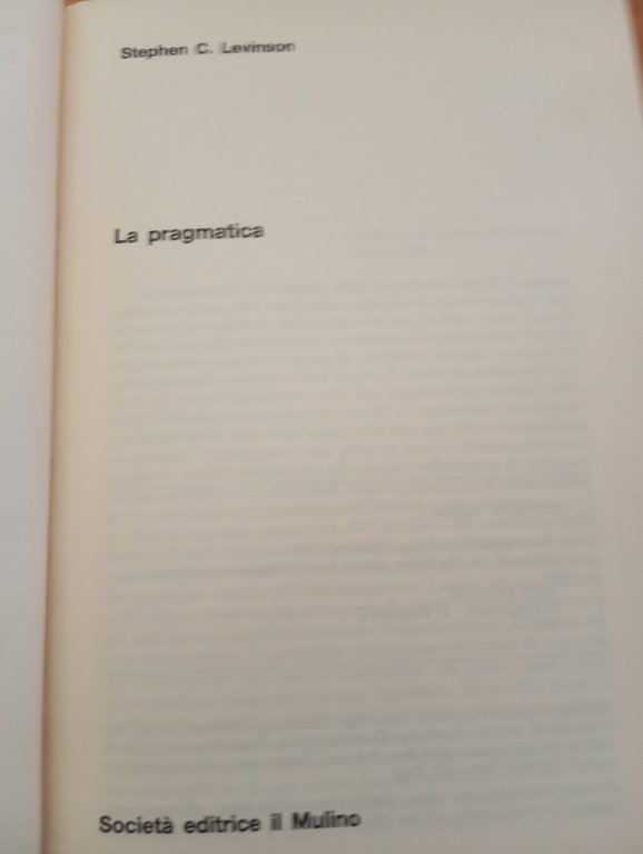 La pragmatica, Stephen C. Levinson, Il Mulino, 1985