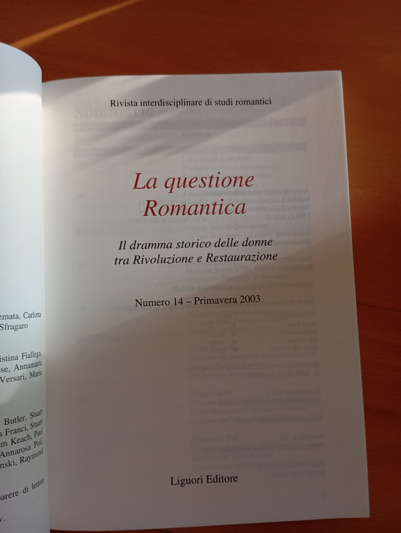 La questione romantica, numero 14, 2003, Liguori | Immagine Gallery 5