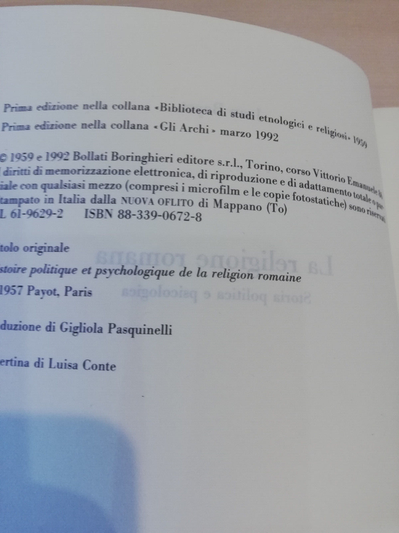 La religione romana, Jean Bayet, Bollati Boringhieri, 1992