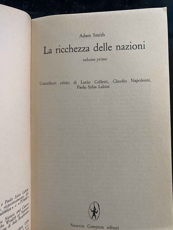 La ricchezza delle nazioni, tre 3 volumi, Adam Smith, Newton, …