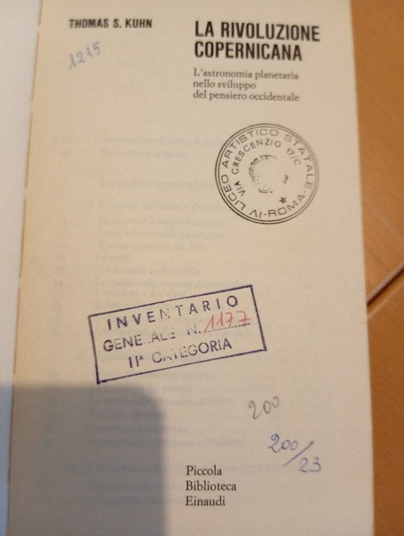 La rivoluzione copernicana, Thomas S. Kuhn, Einaudi, 1972