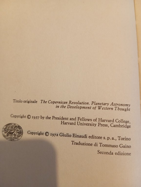 La rivoluzione copernicana, Thomas S. Kuhn, Einaudi, 1972