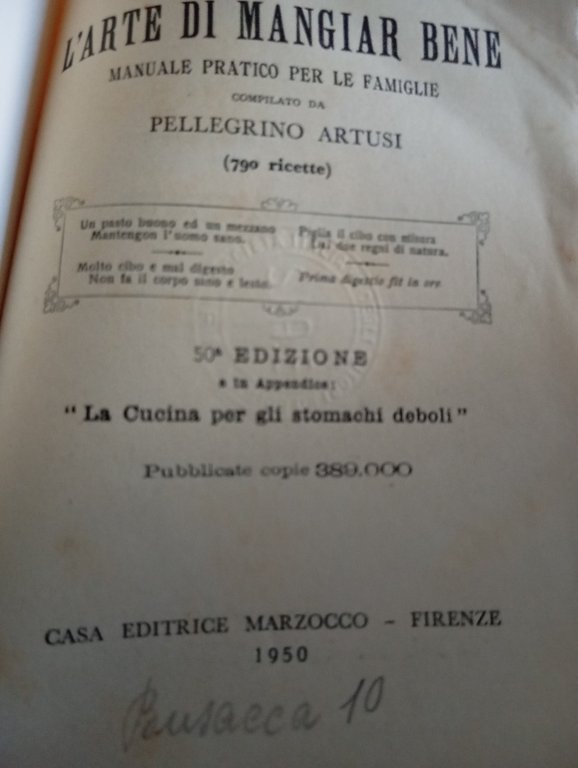 La scienza in cucina e l'arte di mangiar bene, Pellegrino …