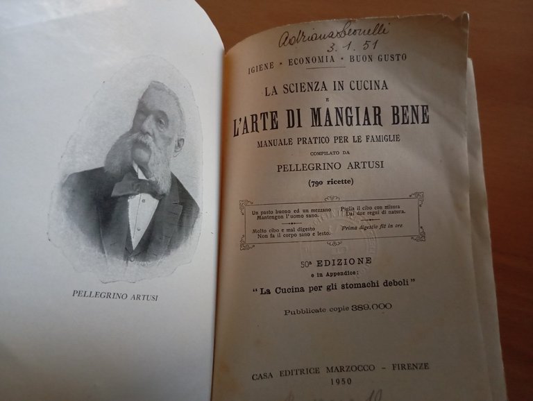 La scienza in cucina e l'arte di mangiar bene, Pellegrino …