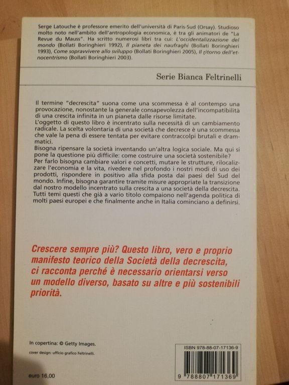 La scommessa della decrescita, Serge Latouche, 2007, Feltrinelli