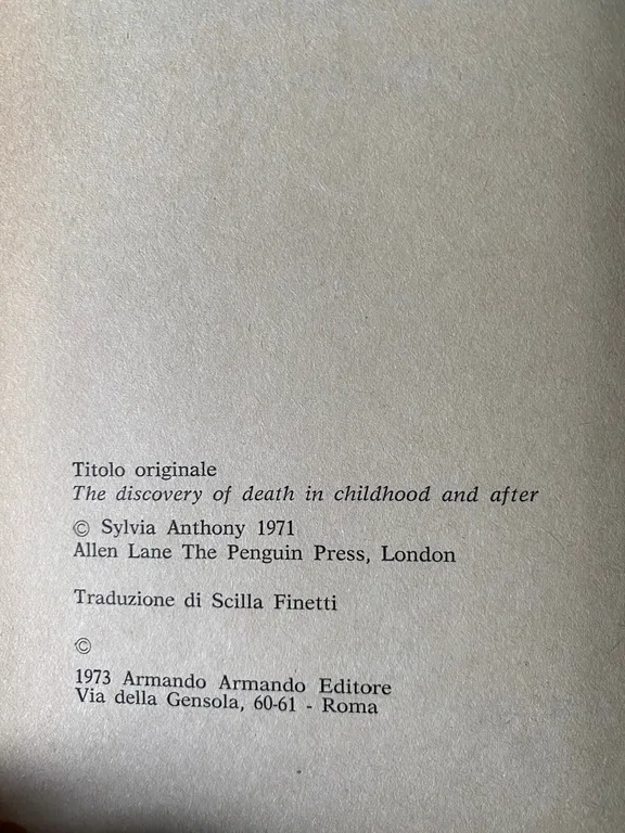 La scoperta della morte nell'infanzia, Sylvia Anthony, Armando, 1973 | Immagine Gallery 9