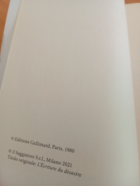 La scrittura del disastro, Maurice Blanchot, Il Saggiatore, 2021