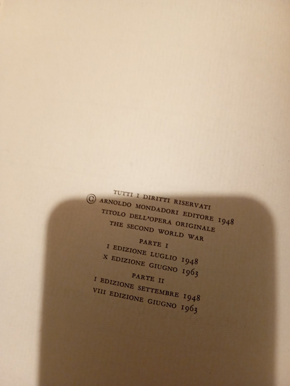 La Seconda guerra mondiale, Winston Churchill, 6 volumi Mondadori, 1963