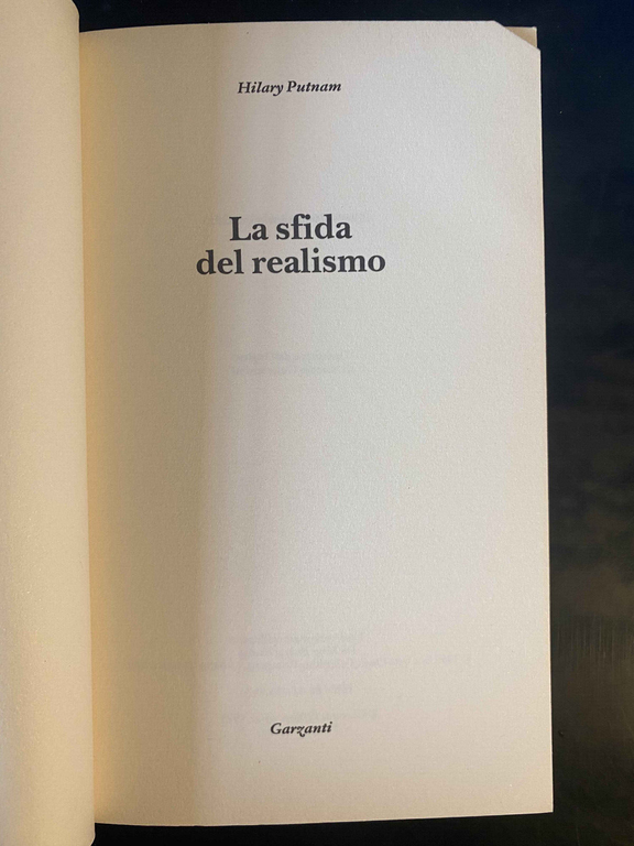 La sfida del realismo, Hilary Putnam, Garzanti, 1991