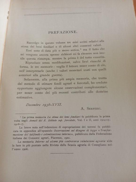 La stima dei beni fondiari, Arrigo Serpieri, Barbera, 1939