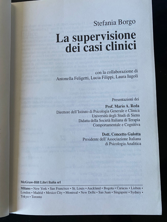 La supervisione dei casi clinici, Stefania Borgo, McGraw-Hill, 1998