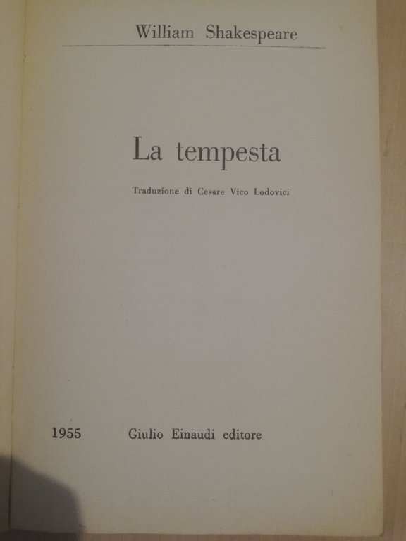 La tempesta, William Shakespeare, Einaudi, 1955