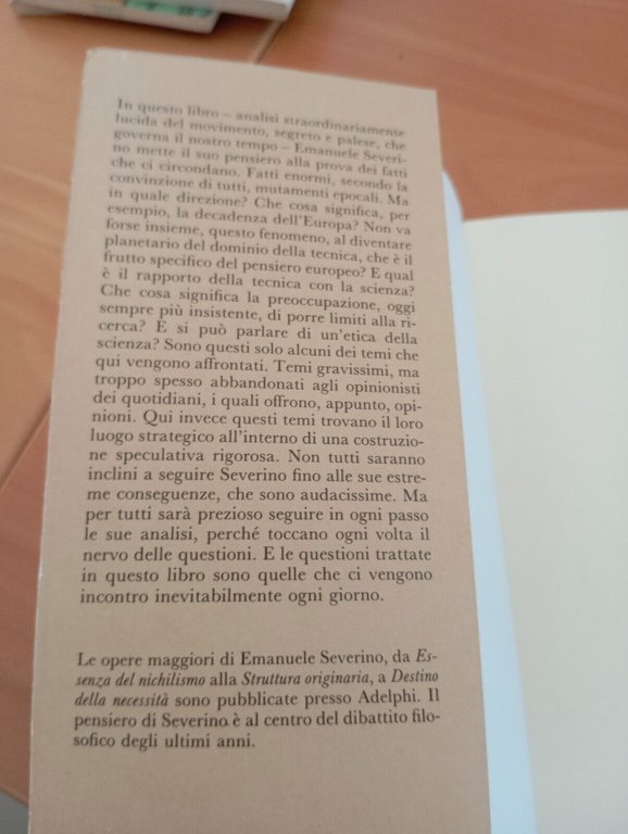 La tendenza fondamentale del nostro tempo, Emanuele Severino, Adelphi, 1988