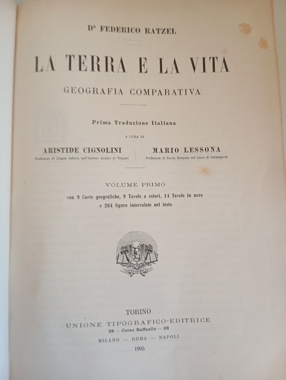 La terra e la vita. Geografia comparativa, Federico Ratzel, 2 …