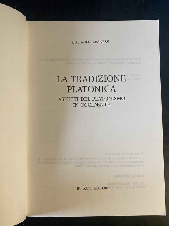 La tradizione platonica, Luciano Albanese, Bulzoni editore, 1993