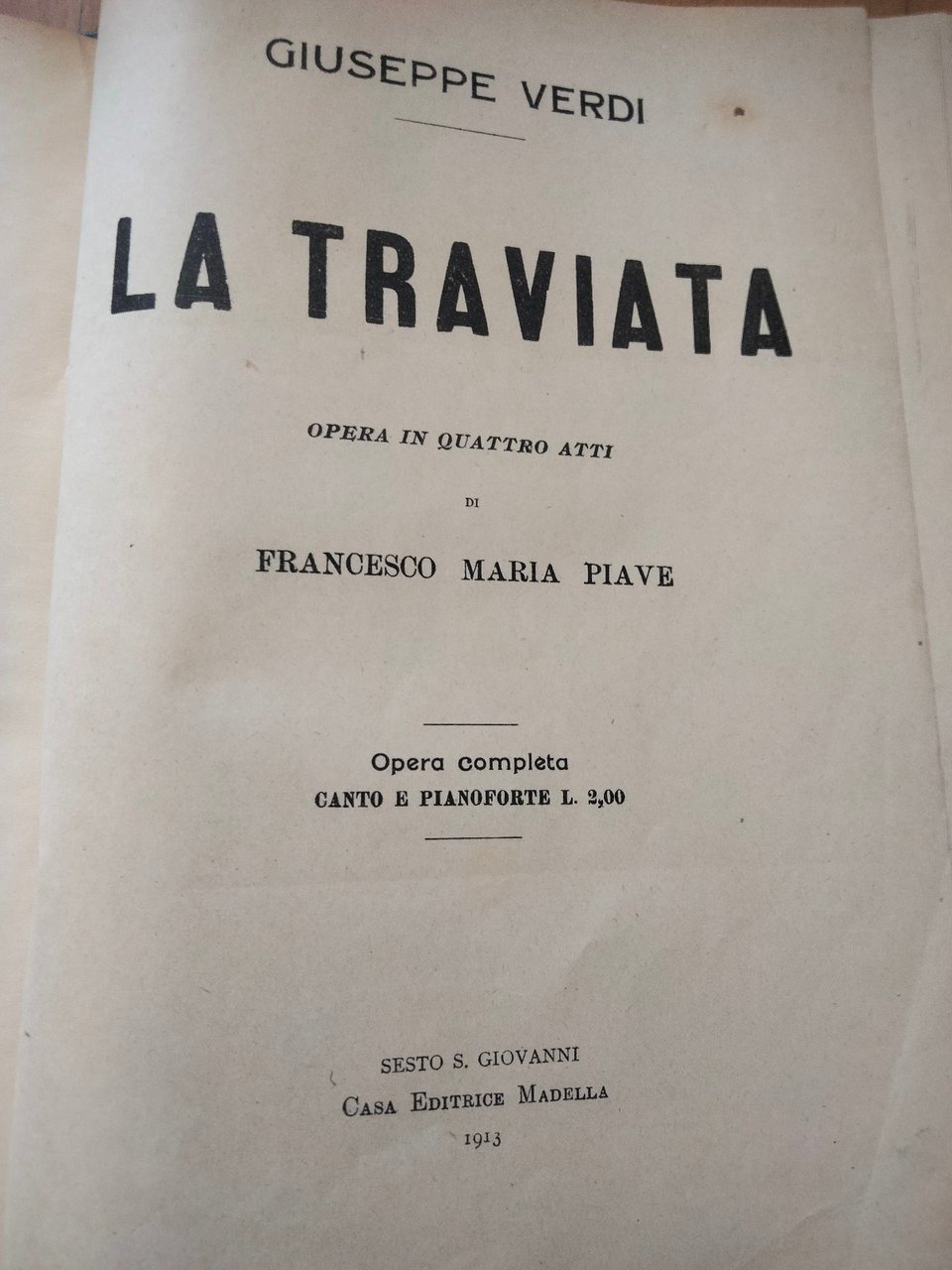 La traviata, G. Verdi, spartito canto e pianoforte, rllegato, Madella, … | Immagine principale
