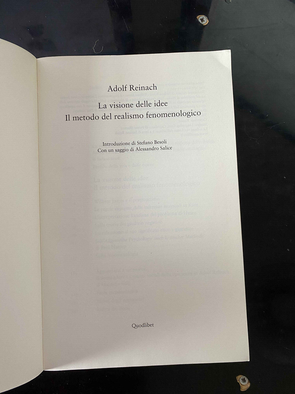 La visione delle idee, Adolf Reinach, 2008, Quodlibet, fuori catalogo