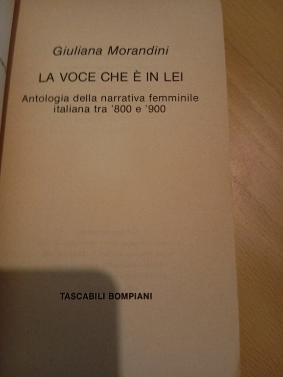 La voce che è in lei, Giuliana Morandini, Bompiani, 1980