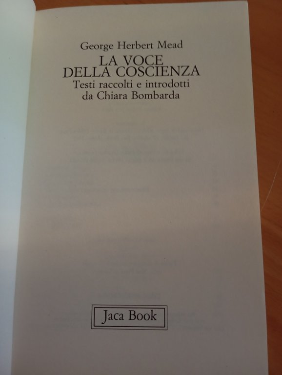 La voce della coscienza, George Herbert Mead, Jaca Book, 1996, …