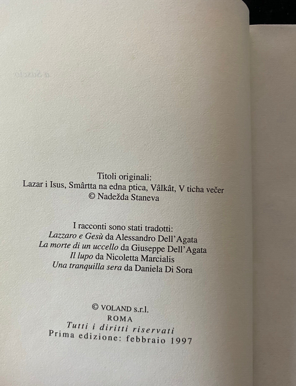 Lazzaro e Gesù e altre storie, Emilijan Stanev, Voland, 1997