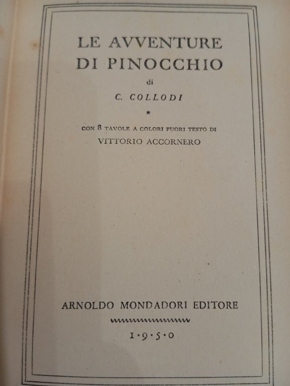 Le avventure di Pinocchio, Carlo Collodi BMM Mondadori, 1950 con …