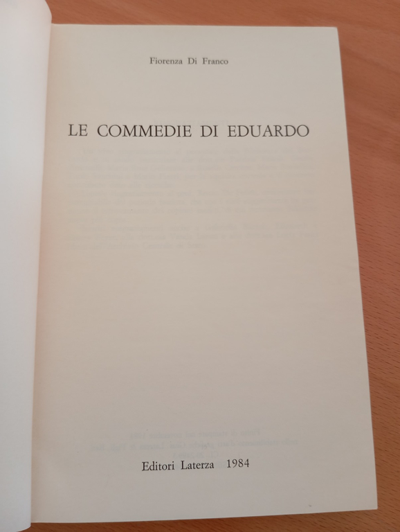 Le commedie di Eduardo, Laterza, 1984