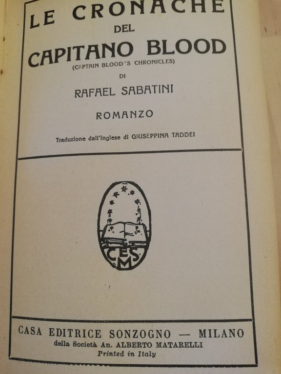 Le cronache del Capitano Blood, Rafael Sabatini, Sonzogno, 1950