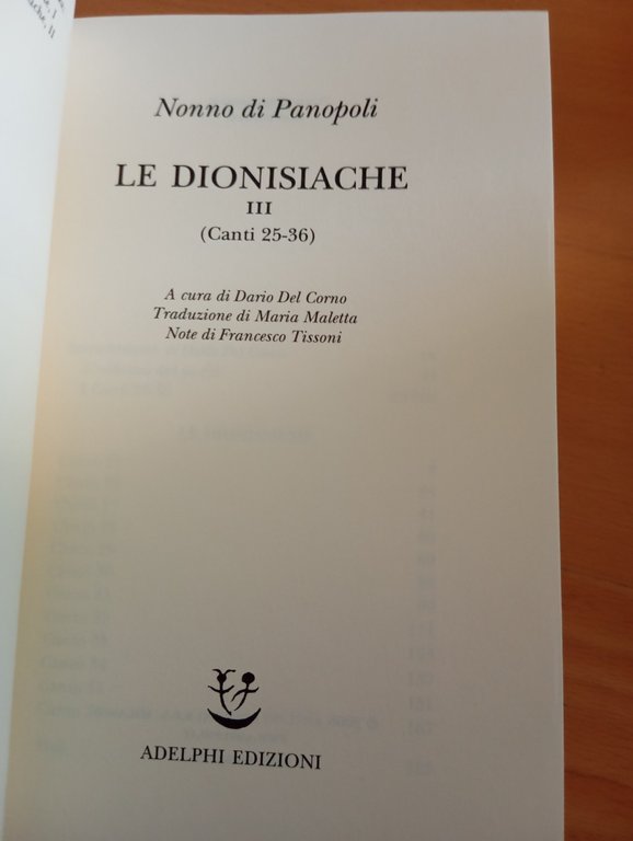 Le dionisiache III vol. 3, Nonno di Panopoli, Adelphi, 2005