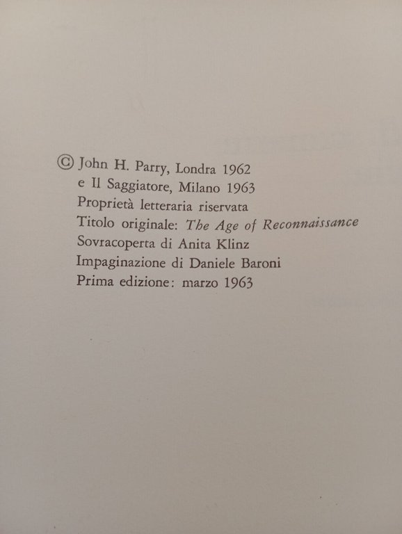 Le grandi scoperte geografiche, John H. Parry, Il Saggiatore, 1963