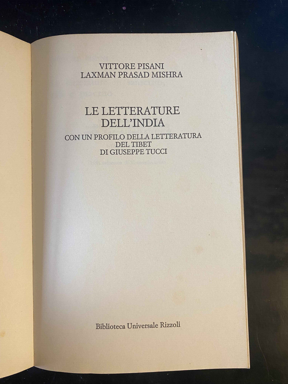 Le letterature dell'India, Vittore Pisani, Laxman Prasad Mishra, BUR, 1993