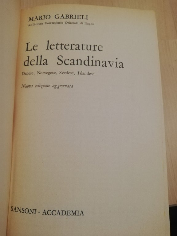 Le letterature della Scandinavia, Mario Gabrieli, Sansoni, 1969